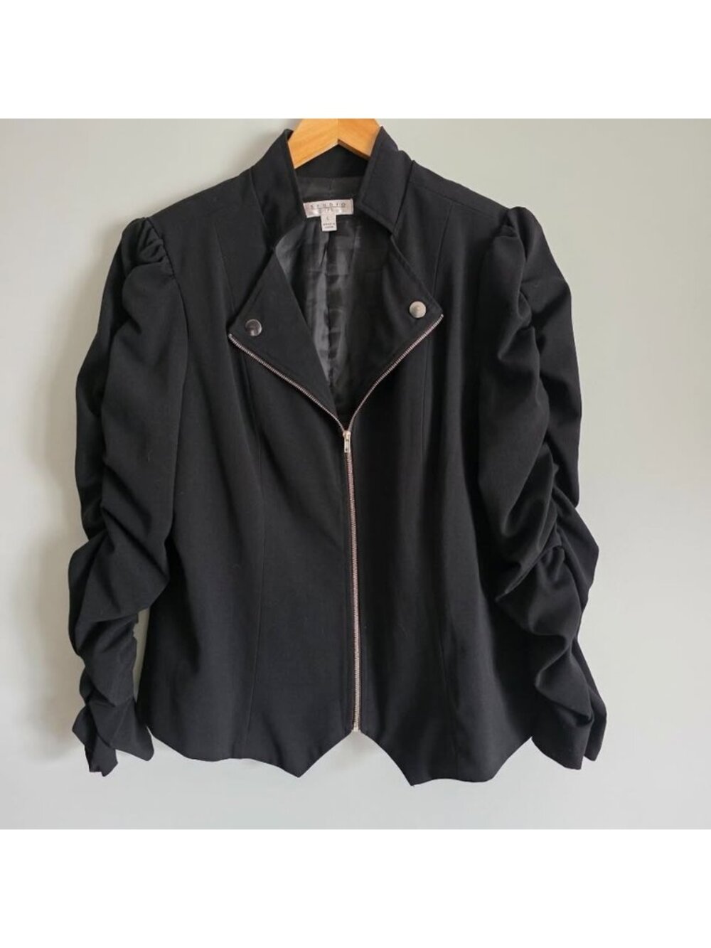 John Paul Richard Puff Sleeve Zippered Blazer Jacket Large